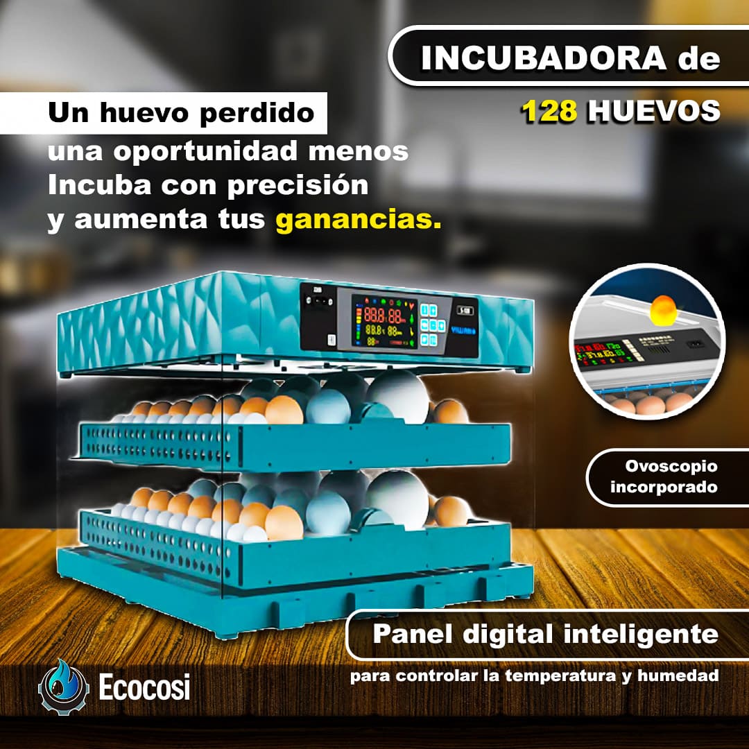 INCUBADORA DE 128 HUEVOS TIPO ROCA